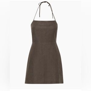 Aritzia linen brown halter dress